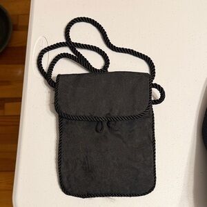 Black Rope-Trim Crossbody Pouch - Unbranded